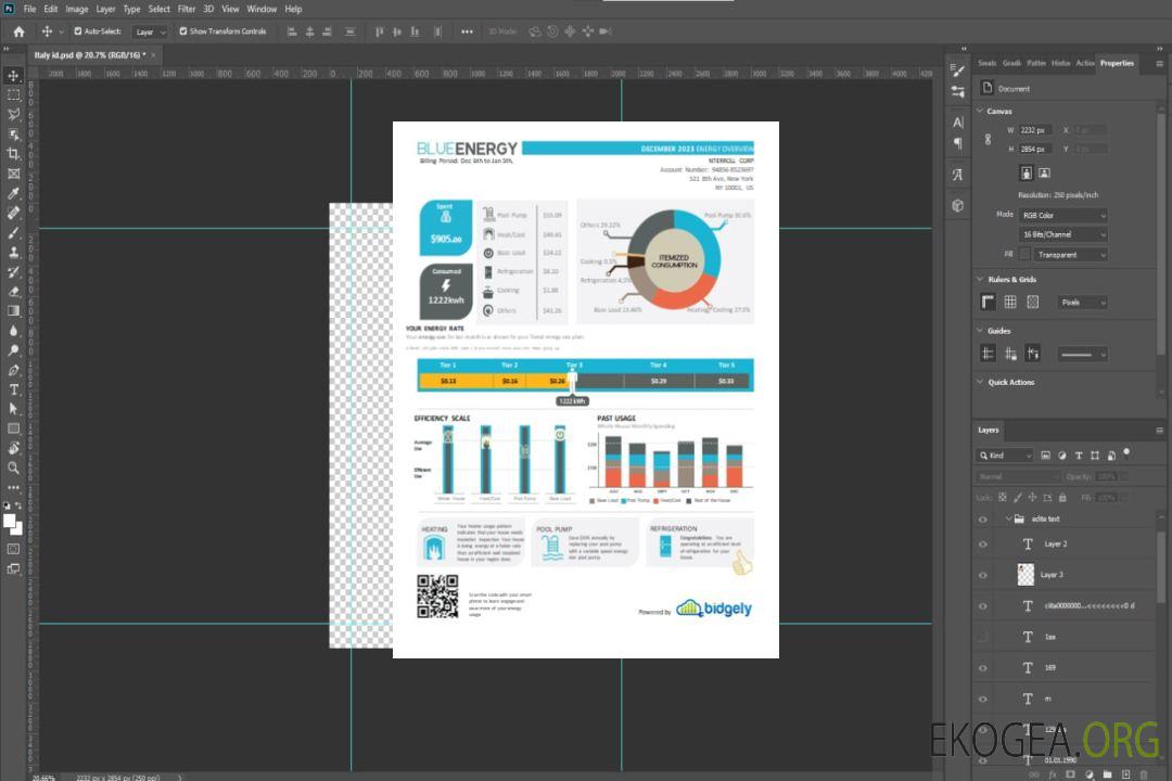 Facture commerciale du service public d'énergie bleue, SCR template Facture commerciale du service public d'énergie bleue, SCR template